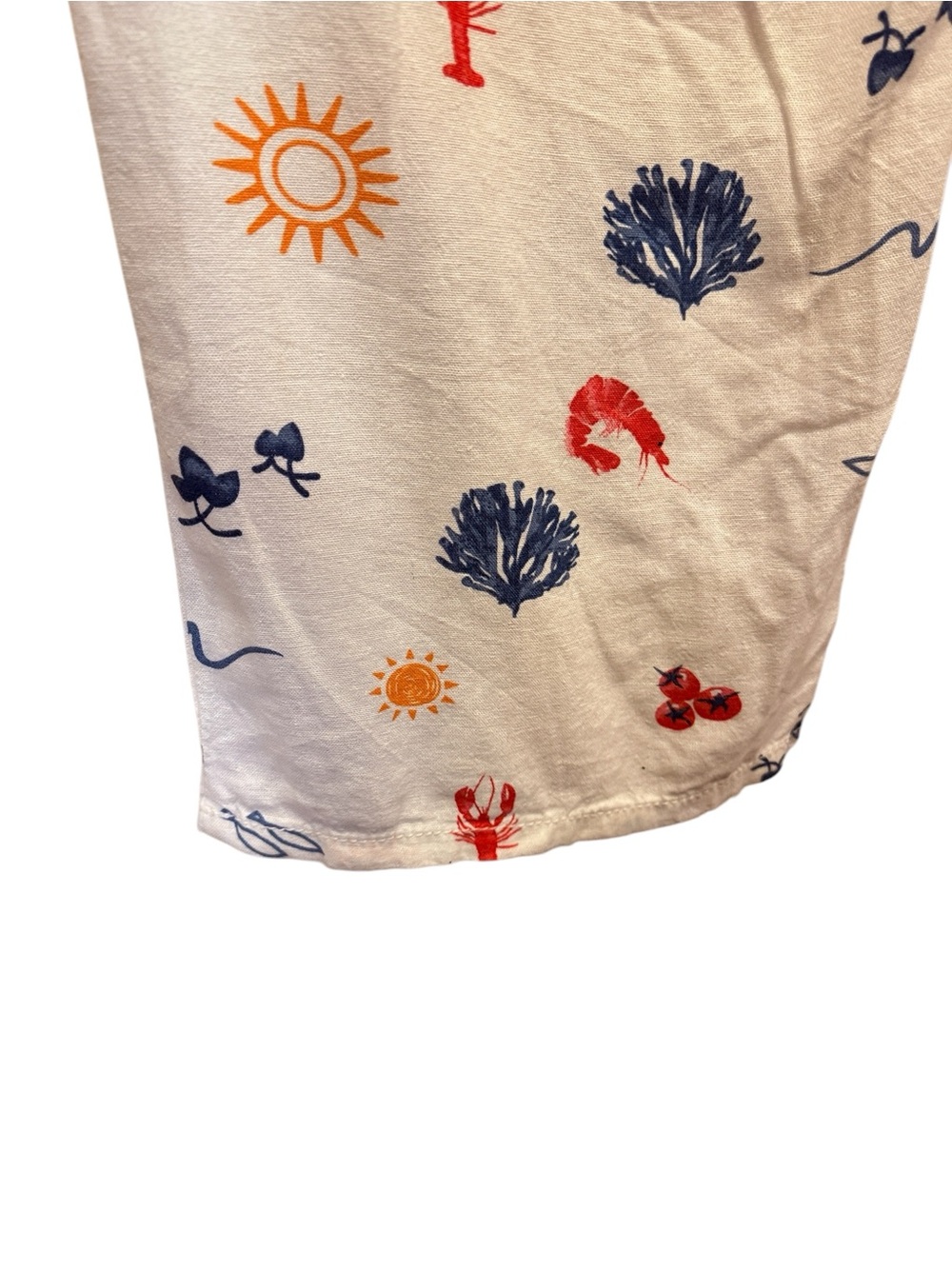 Cali1850 Women’s Wide Leg Cream Beachy Nautical Campy Print Blend Pants sz L - Picture 5 of 11